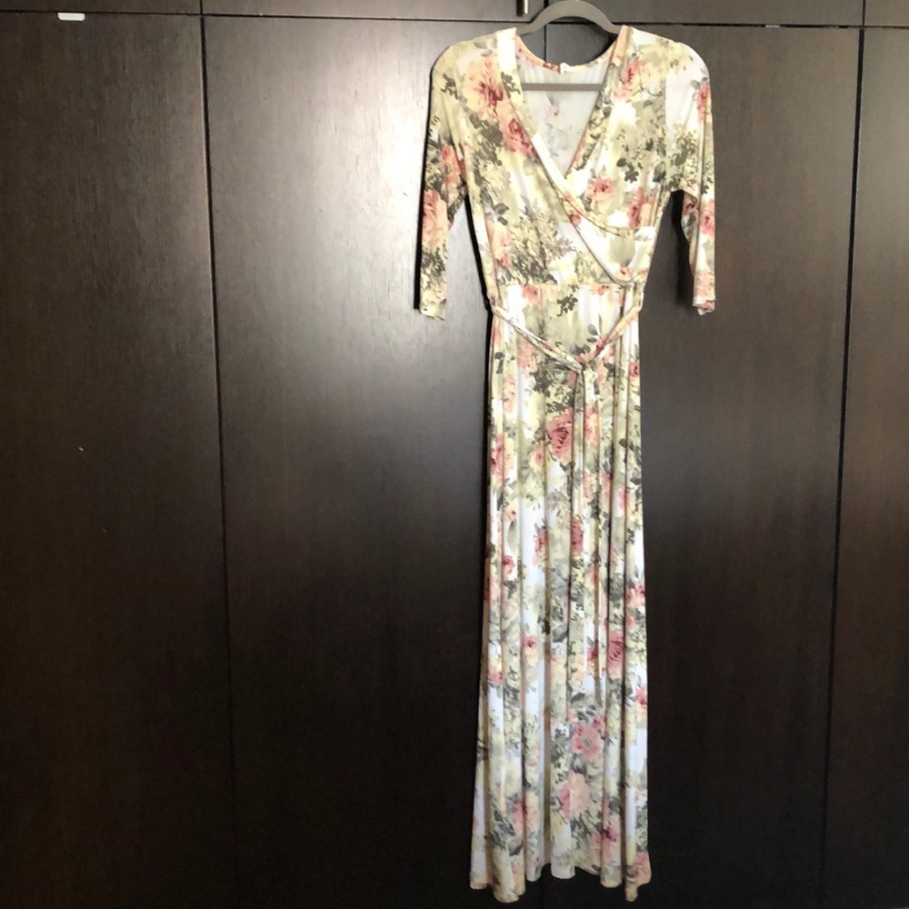Maternity pink blush maxi